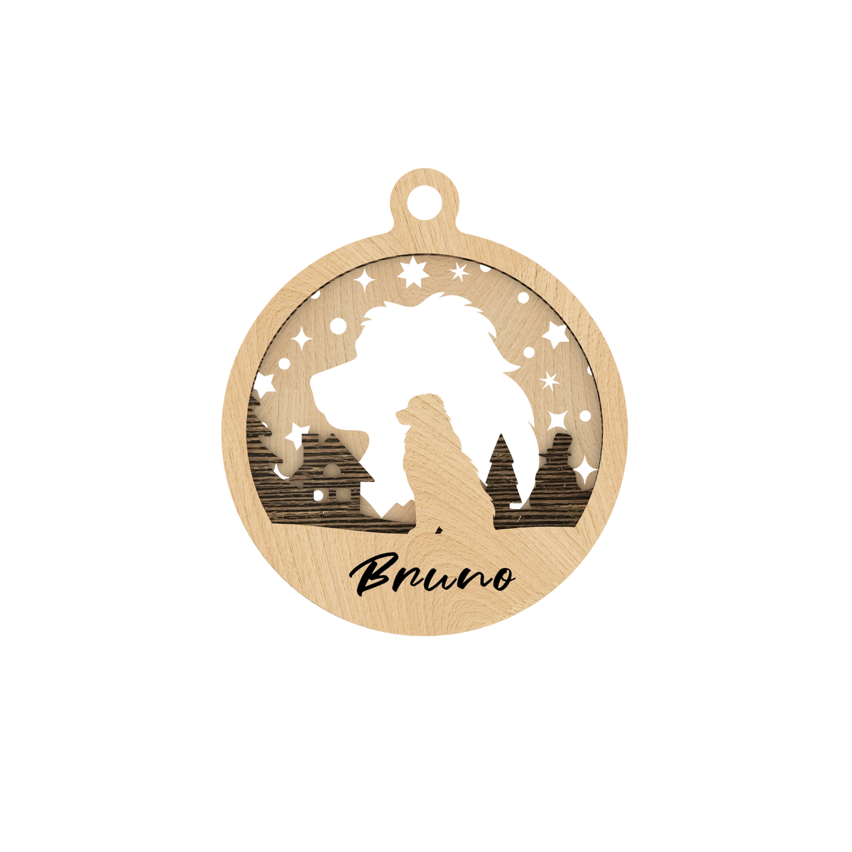 Weihnachtskugel aus Holz – mit Hundename