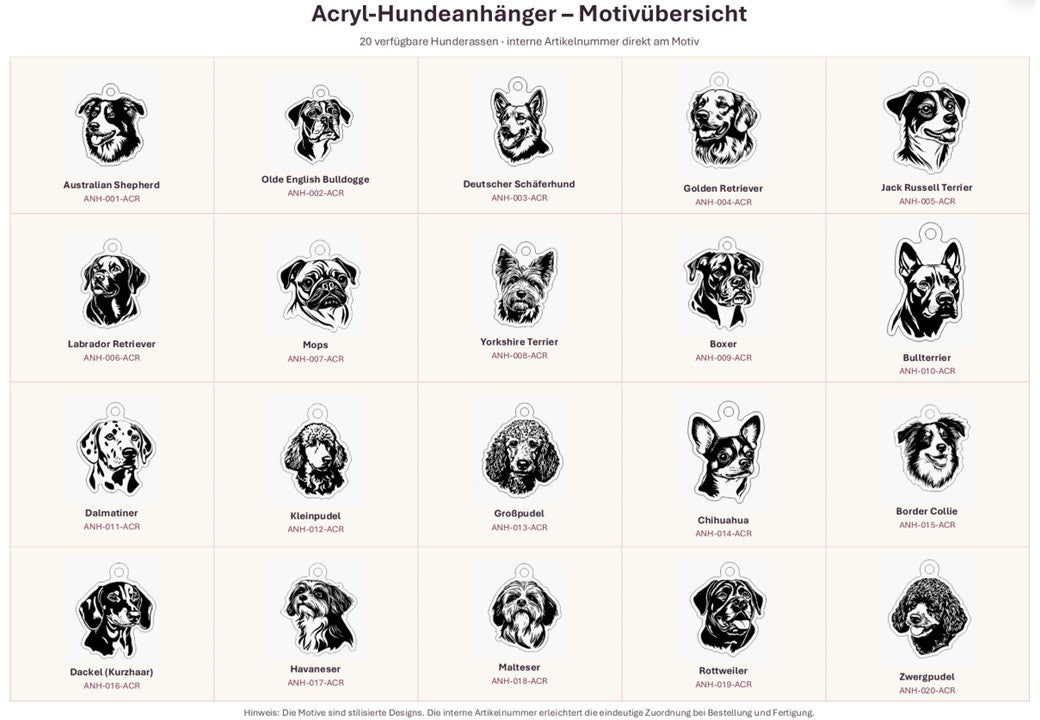 Personalisierter Hunde-Schlüsselanhänger aus Acryl